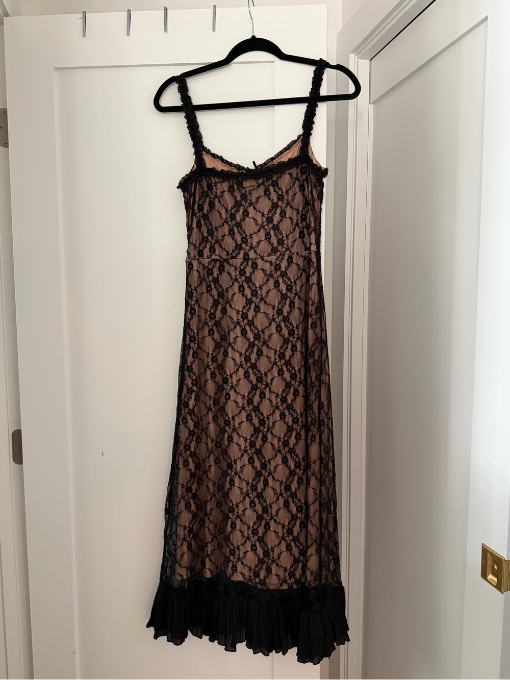 Commense Lace Patchwork Cami Midi Dress Black Nude NWT - Picture 5 of 9
